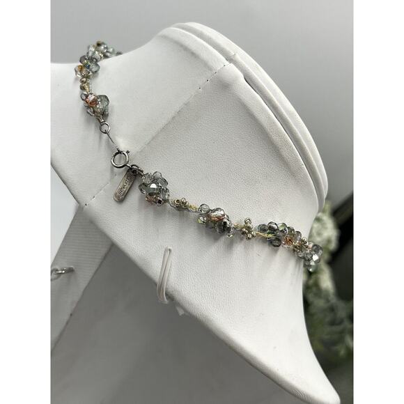 Holly Yashi Haiku Crystal Sterling Silver Crochet Choker Stretch Necklace - Picture 14 of 16